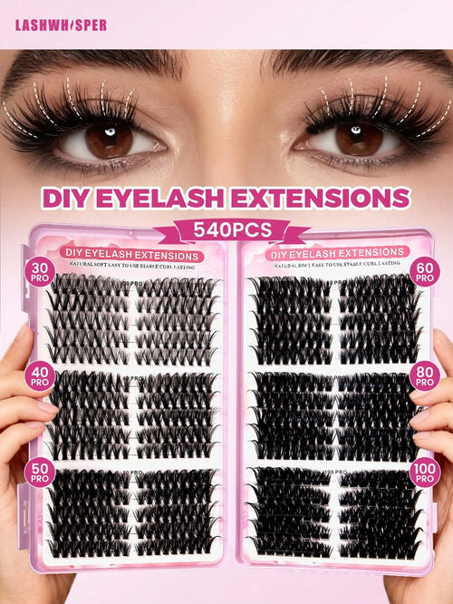 DIY Lash Clusters Kit W/ Tweezer & Spoolie| Mixed 40D-80D Wispy Lashes| Soft Lightweight Extensions| Easy Beginner Friendly Application| Reusable At-Home Beauty Set