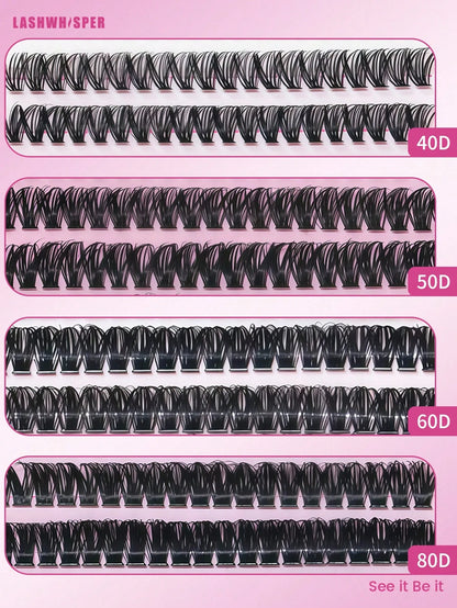 DIY Lash Clusters Kit W/ Tweezer & Spoolie| Mixed 40D-80D Wispy Lashes| Soft Lightweight Extensions| Easy Beginner Friendly Application| Reusable At-Home Beauty Set
