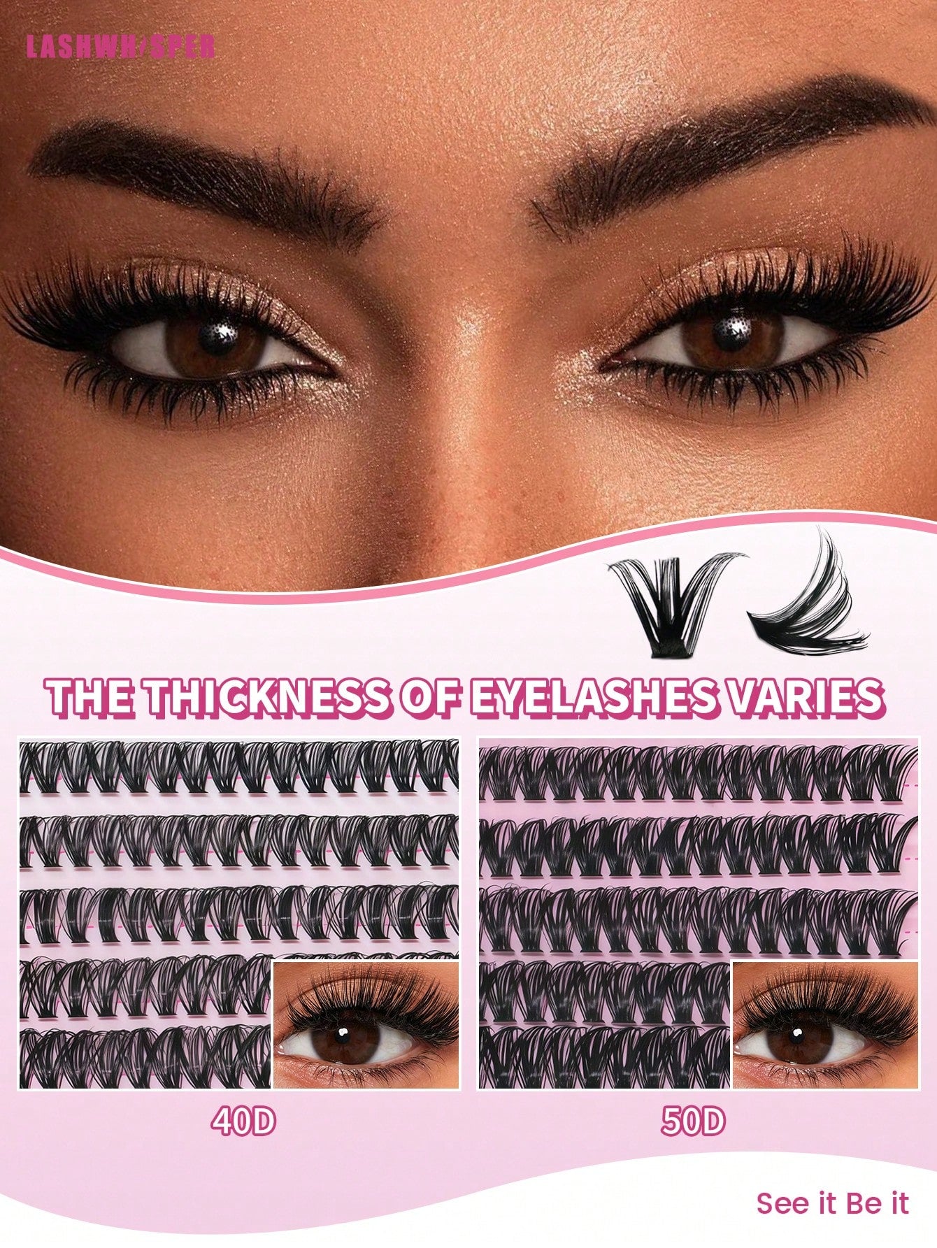 DIY Lash Clusters Kit W/ Tweezer & Spoolie| Mixed 40D-80D Wispy Lashes| Soft Lightweight Extensions| Easy Beginner Friendly Application| Reusable At-Home Beauty Set