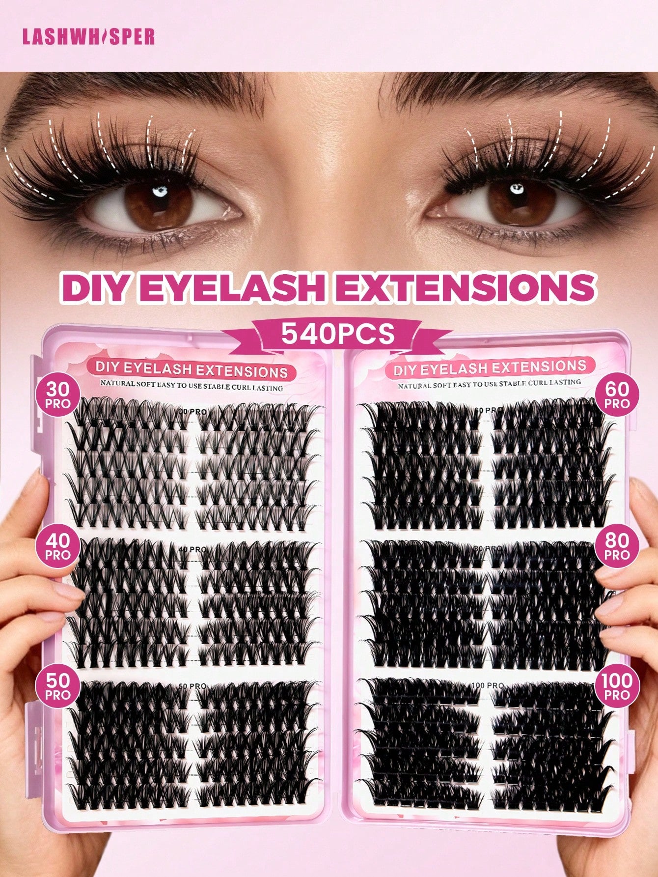 DIY Lash Clusters Kit W/ Tweezer & Spoolie| Mixed 40D-80D Wispy Lashes| Soft Lightweight Extensions| Easy Beginner Friendly Application| Reusable At-Home Beauty Set