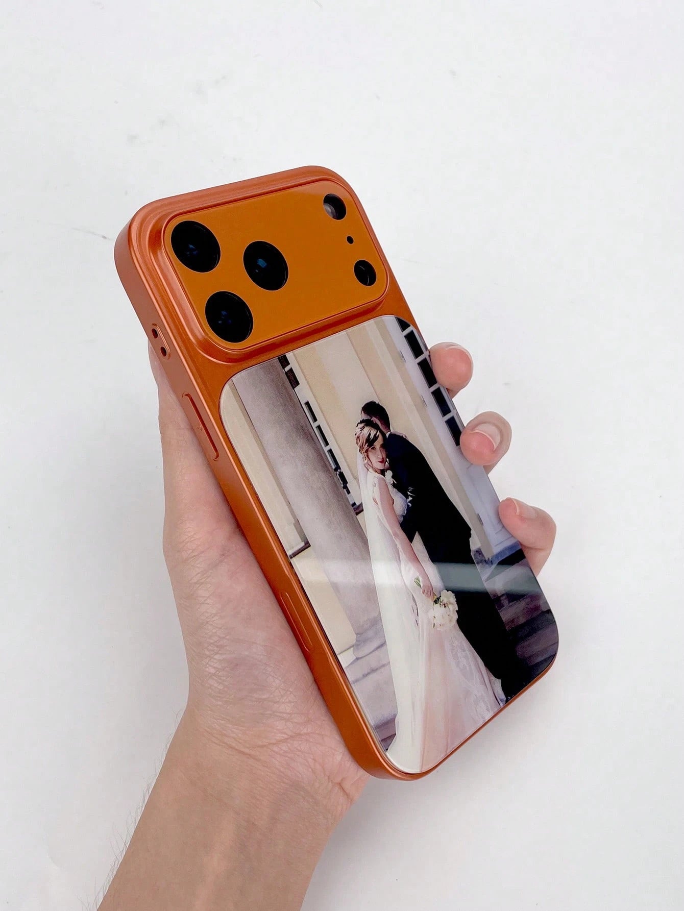 DIY Phone Case Customized Orange Magnetic Shockproof Shell Compatible With 17 Promax/17AIR/17Pro/17 Full Camera Protection Frosted Scratch Resistant For Couples Family Birthday Mother's Day Anniversar