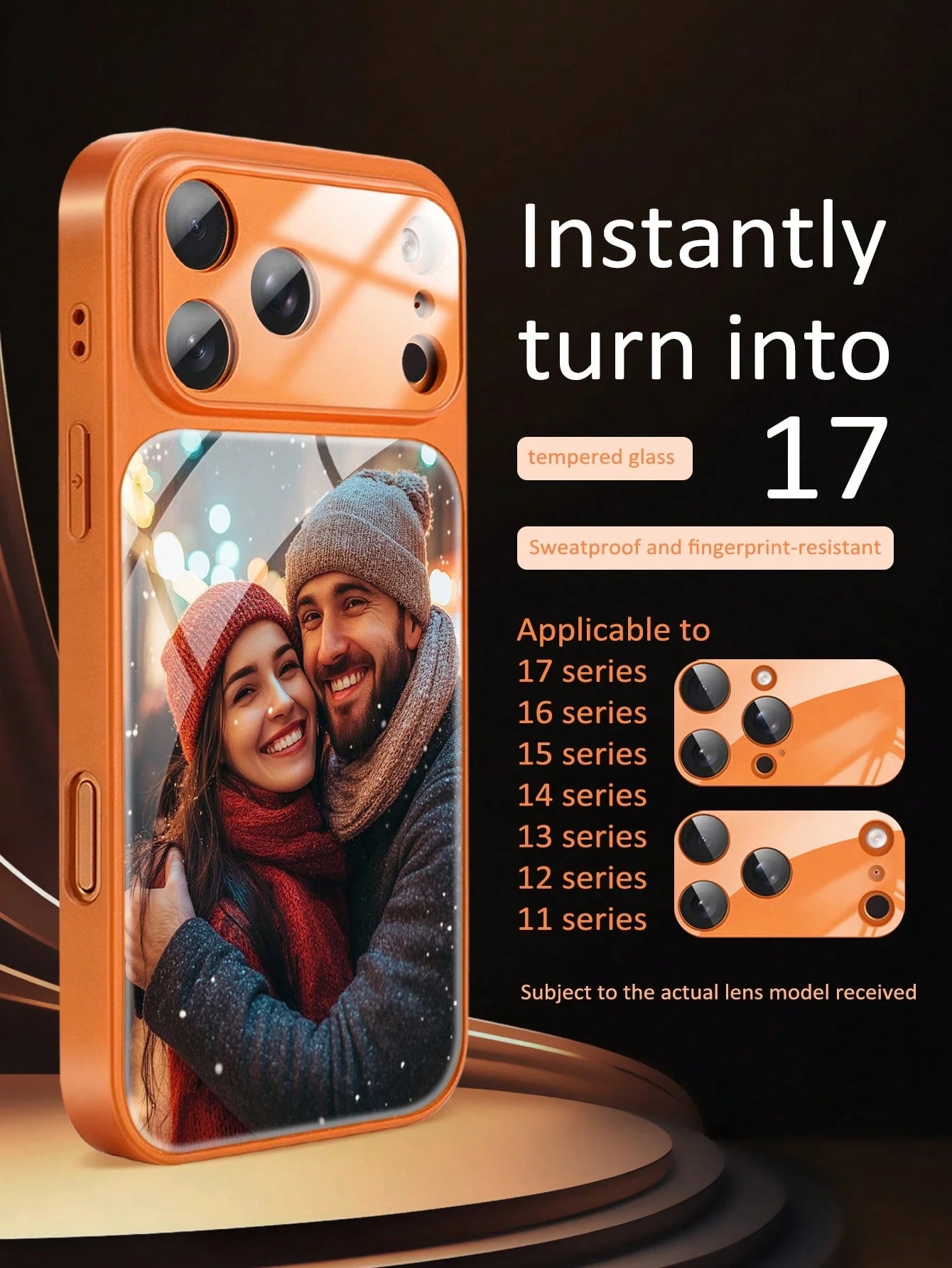 DIY Phone Case Customized Orange Magnetic Shockproof Shell Compatible With 17 Promax/17AIR/17Pro/17 Full Camera Protection Frosted Scratch Resistant For Couples Family Birthday Mother's Day Anniversar