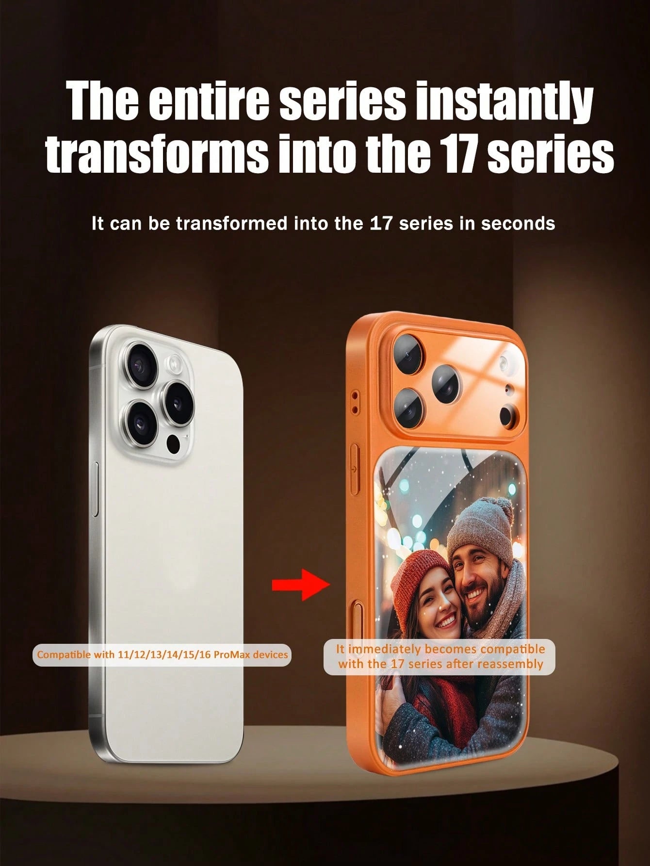 DIY Phone Case Customized Orange Magnetic Shockproof Shell Compatible With 17 Promax/17AIR/17Pro/17 Full Camera Protection Frosted Scratch Resistant For Couples Family Birthday Mother's Day Anniversar