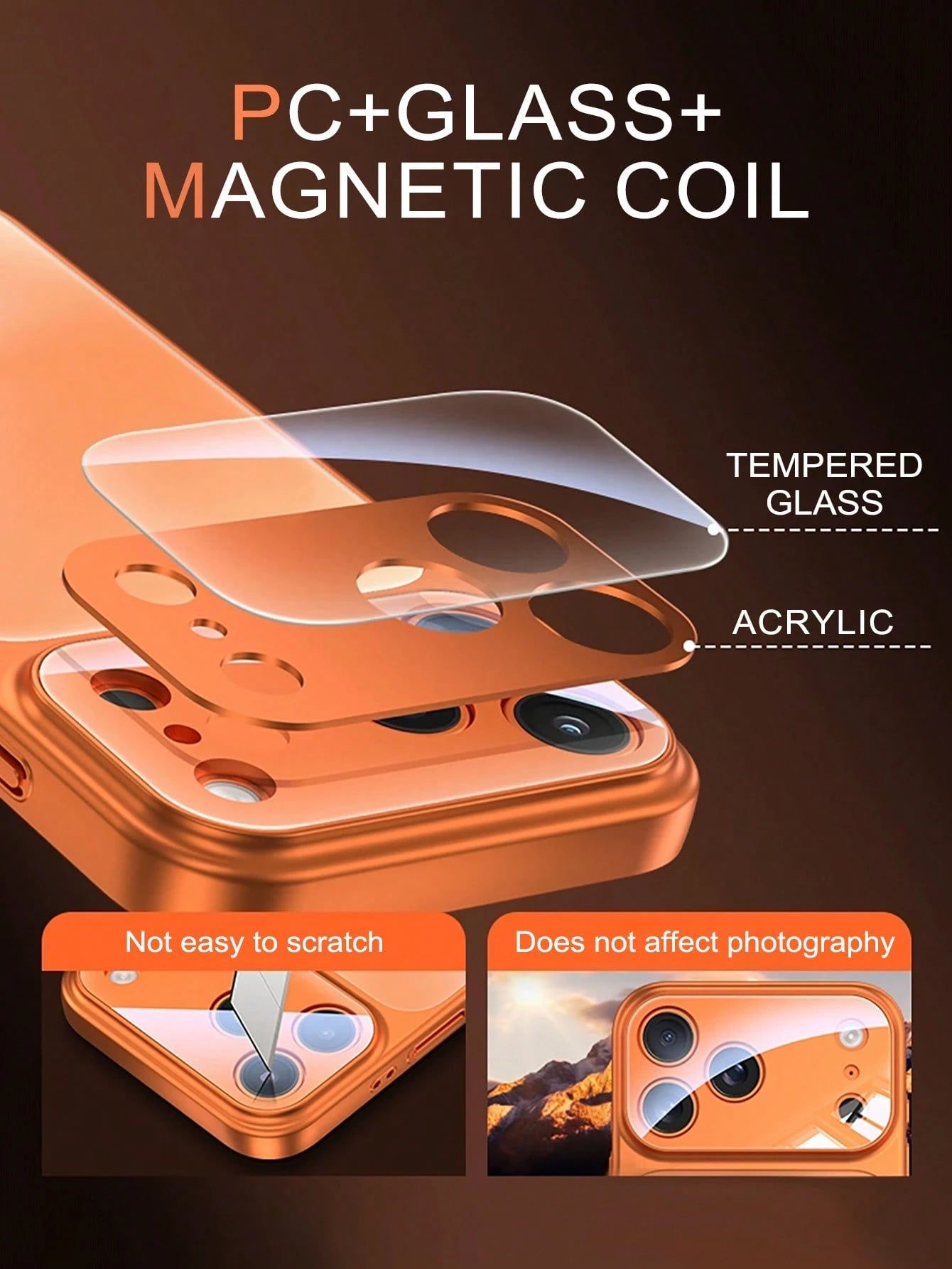 DIY Phone Case Customized Orange Magnetic Shockproof Shell Compatible With 17 Promax/17AIR/17Pro/17 Full Camera Protection Frosted Scratch Resistant For Couples Family Birthday Mother's Day Anniversar