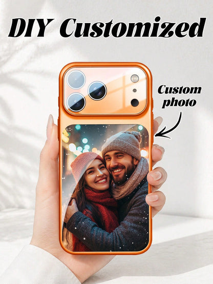 DIY Phone Case Customized Orange Magnetic Shockproof Shell Compatible With 17 Promax/17AIR/17Pro/17 Full Camera Protection Frosted Scratch Resistant For Couples Family Birthday Mother's Day Anniversar