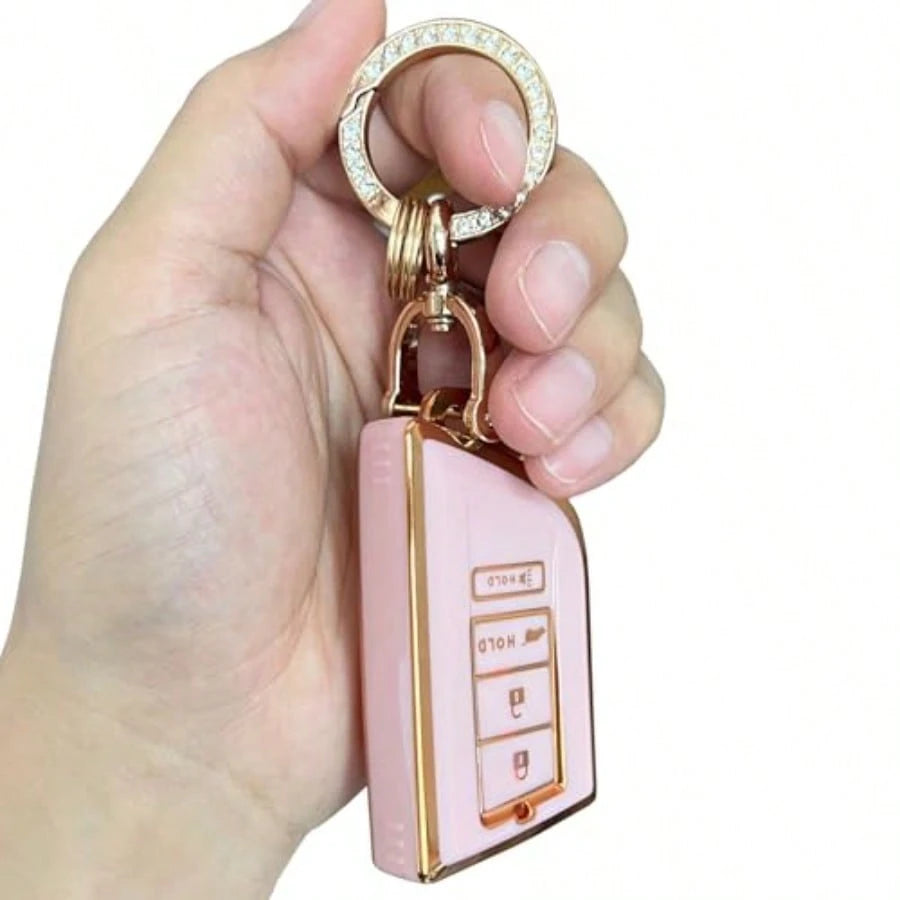 DKeyl Entry Systems For Acura Key Fob Cover Fits For 2022 2023 2024 2025 Acura RDX MDX Remote Smart Key Pink-Gold