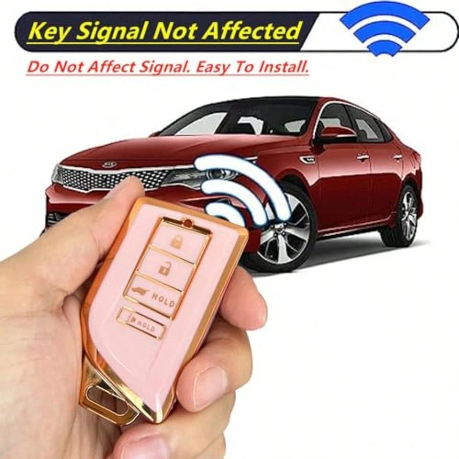 DKeyl Entry Systems For Acura Key Fob Cover Fits For 2022 2023 2024 2025 Acura RDX MDX Remote Smart Key Pink-Gold