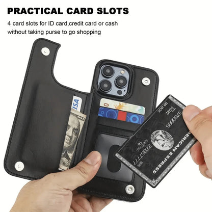 Dot-Matrix Floral Pattern Textured Leather Card Holder Phone Case-Compatible With The 17 Pro Max/Air/16/15/14/13/12/11 Series, As Well As The S22/S23/S24/25 Series. An Ideal Gift Choice For Christma