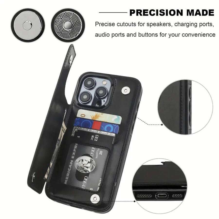 Dot-Matrix Floral Pattern Textured Leather Card Holder Phone Case-Compatible With The 17 Pro Max/Air/16/15/14/13/12/11 Series, As Well As The S22/S23/S24/25 Series. An Ideal Gift Choice For Christma