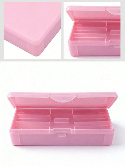 Double Layer Nail Art Tool Storage Box With Nail Art Designs, Nail File Holder, Nail Pen Organizer, Gel Nail Brush Sponge Container, Portable Rectangular Plastic Transparent Nail Supplies Storage Case