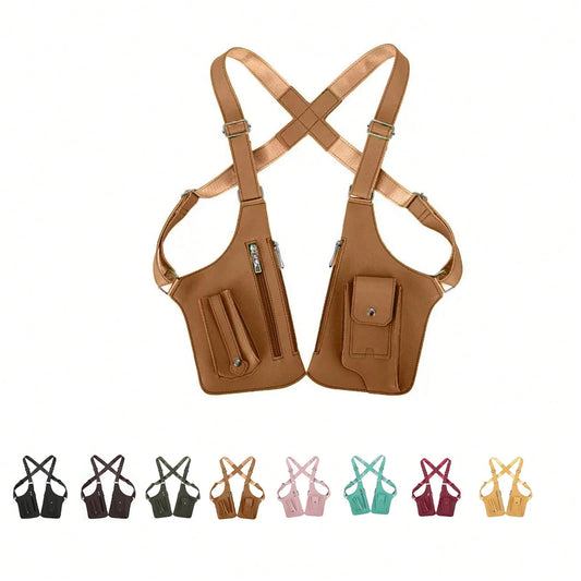 Double Shoulder Armpit Bag, Concealed Pack Backpack, Underarm Shoulder Bag For Men, 2026 New Leather Bag Men, Men's Outdoor Vest Bag For Travel/Outdoors