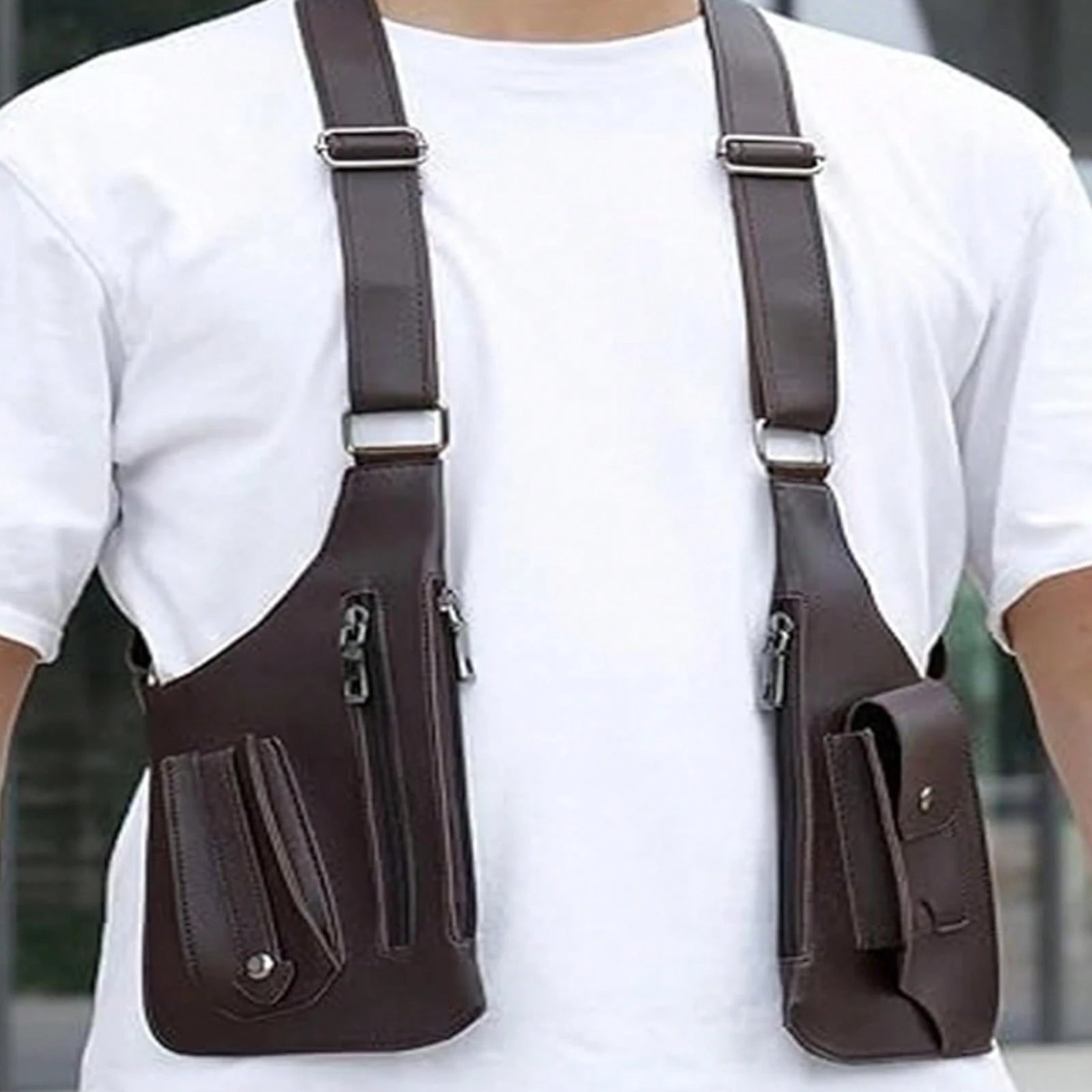 Double Shoulder Armpit Bag, Concealed Pack Backpack, Underarm Shoulder Bag For Men, 2026 New Leather Bag Men, Men's Outdoor Vest Bag For Travel/Outdoors