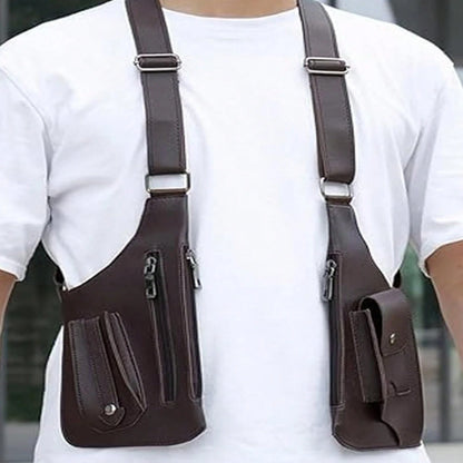 Double Shoulder Armpit Bag, Concealed Pack Backpack, Underarm Shoulder Bag For Men, 2026 New Leather Bag Men, Men's Outdoor Vest Bag For Travel/Outdoors