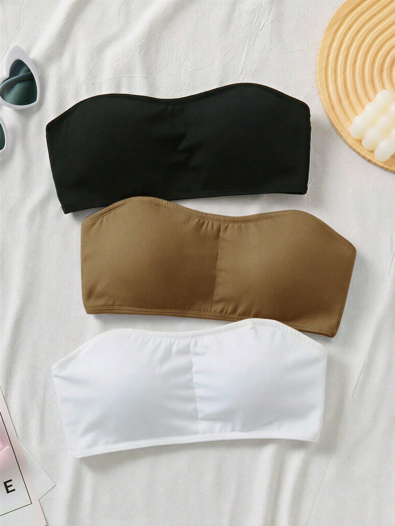 Dozemod Teen Girl Teen Girl 3pcs Comfortable Padded Non-Slip Tube Top Set