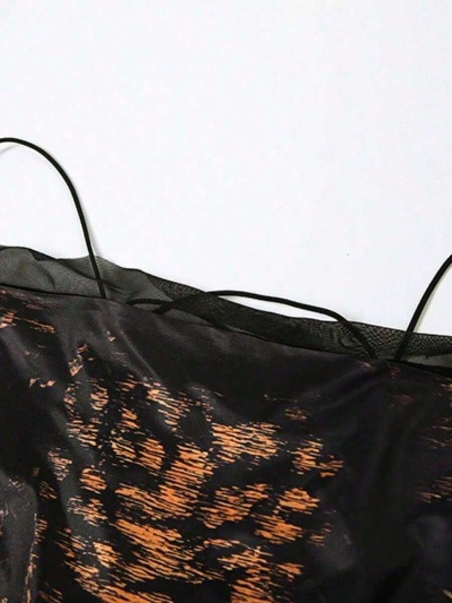 Dresses For WomenLeopard Print Strapless Maxi Dress High-Waist Slim Fit Lace Panel Gown For Valentine's Date NightLoose And Comfortablevestidos De Mu