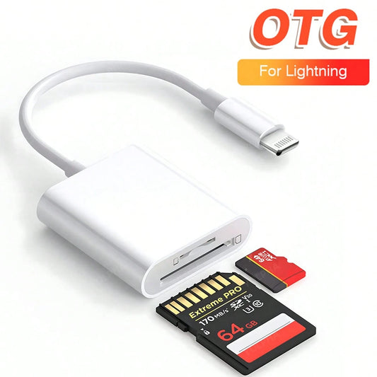 Dual Slot SD/TF Card Reader Adapter, Camera Viewer SD Card Adapter, Universal Portable Plug And Play Type-C/Lightning Port Compatible With IPhone 17/16/15/14/13/12/11/XS/8/7/6/IPad, And Other Smartpho