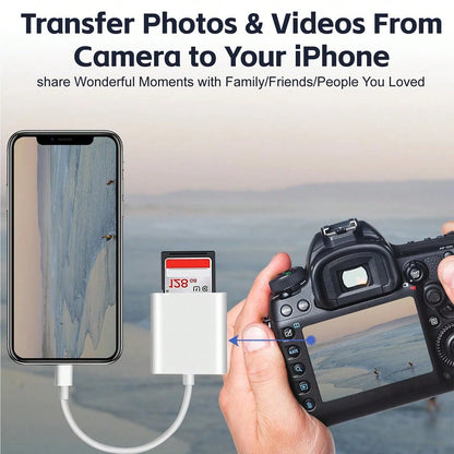 Dual Slot SD/TF Card Reader Adapter, Camera Viewer SD Card Adapter, Universal Portable Plug And Play Type-C/Lightning Port Compatible With IPhone 17/16/15/14/13/12/11/XS/8/7/6/IPad, And Other Smartpho