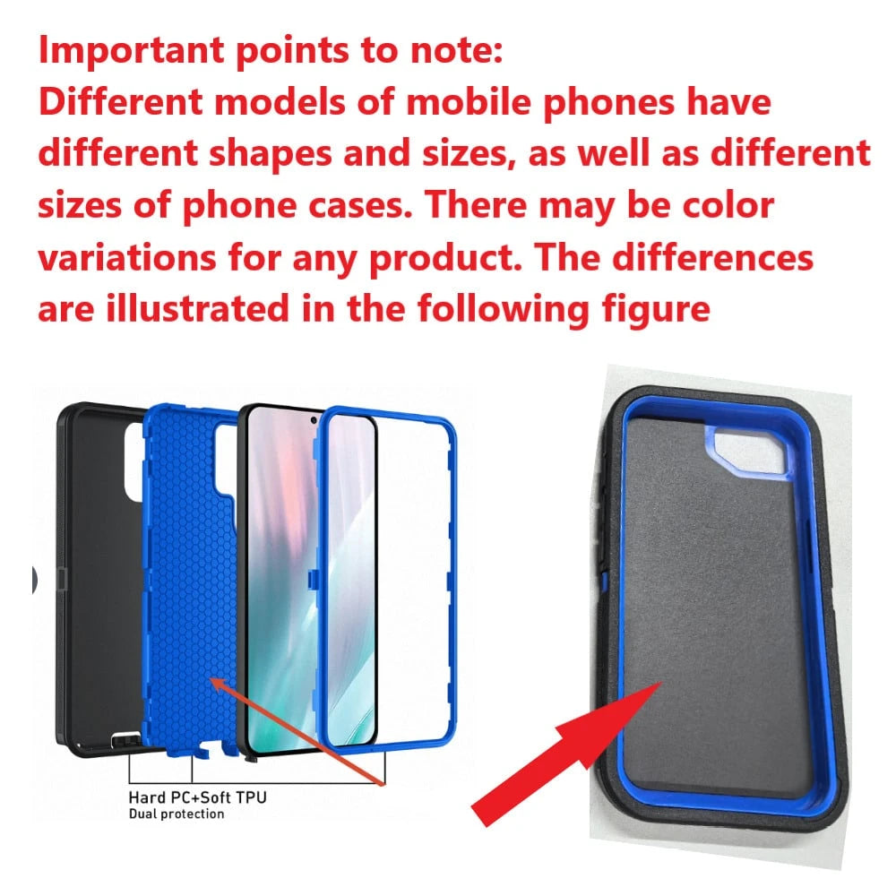Durable Shockproof Protective Case For Series Phones- Black/Blue, Heavy-Duty Dual-Layer Shock-Absorbing Protective Shell, With Port Dust-Proof And Scratch-Resistant, Compatible With IPhone Series, Un