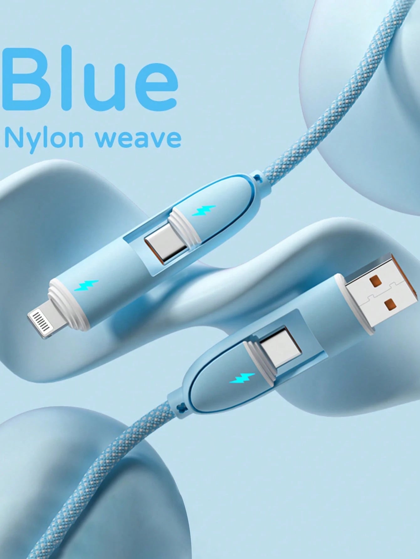 Durcord 1m/3.28ft/39.37in 4-In-1 60W/100W(Max)/27W Nylon Braided Lightning Data Cable & 3-In-2 60W+27W Fast Charging Cable, Compatible With IPhone 17/16/15/14/13/12/Pro Max Series, Galaxy S25, And Oth