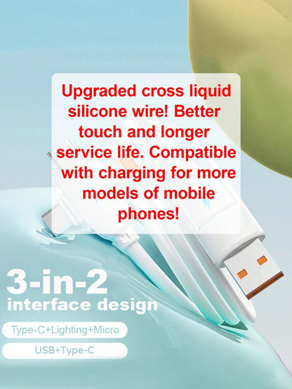 Durcord 1m/3.28ft/39.37in 4-In-1 60W/100W(Max)/27W Nylon Braided Lightning Data Cable & 3-In-2 60W+27W Fast Charging Cable, Compatible With IPhone 17/16/15/14/13/12/Pro Max Series, Galaxy S25, And Oth