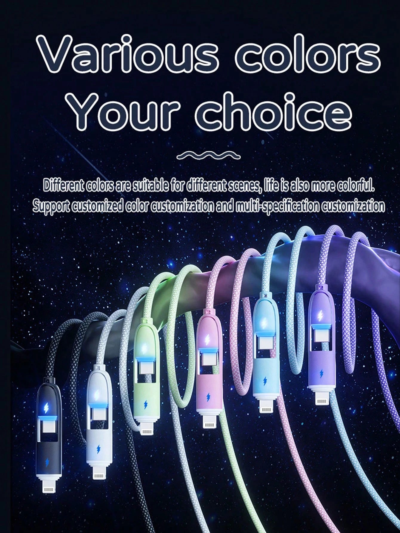 Durcord 1m/3.28ft/39.37in 4-In-1 60W/100W(Max)/27W Nylon Braided Lightning Data Cable & 3-In-2 60W+27W Fast Charging Cable, Compatible With IPhone 17/16/15/14/13/12/Pro Max Series, Galaxy S25, And Oth