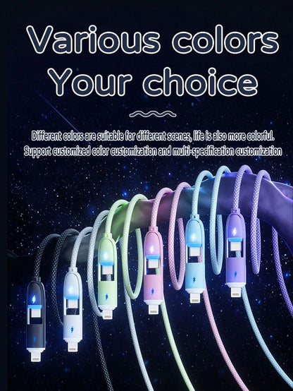 Durcord 1m/3.28ft/39.37in 4-In-1 60W/100W(Max)/27W Nylon Braided Lightning Data Cable & 3-In-2 60W+27W Fast Charging Cable, Compatible With IPhone 17/16/15/14/13/12/Pro Max Series, Galaxy S25, And Oth
