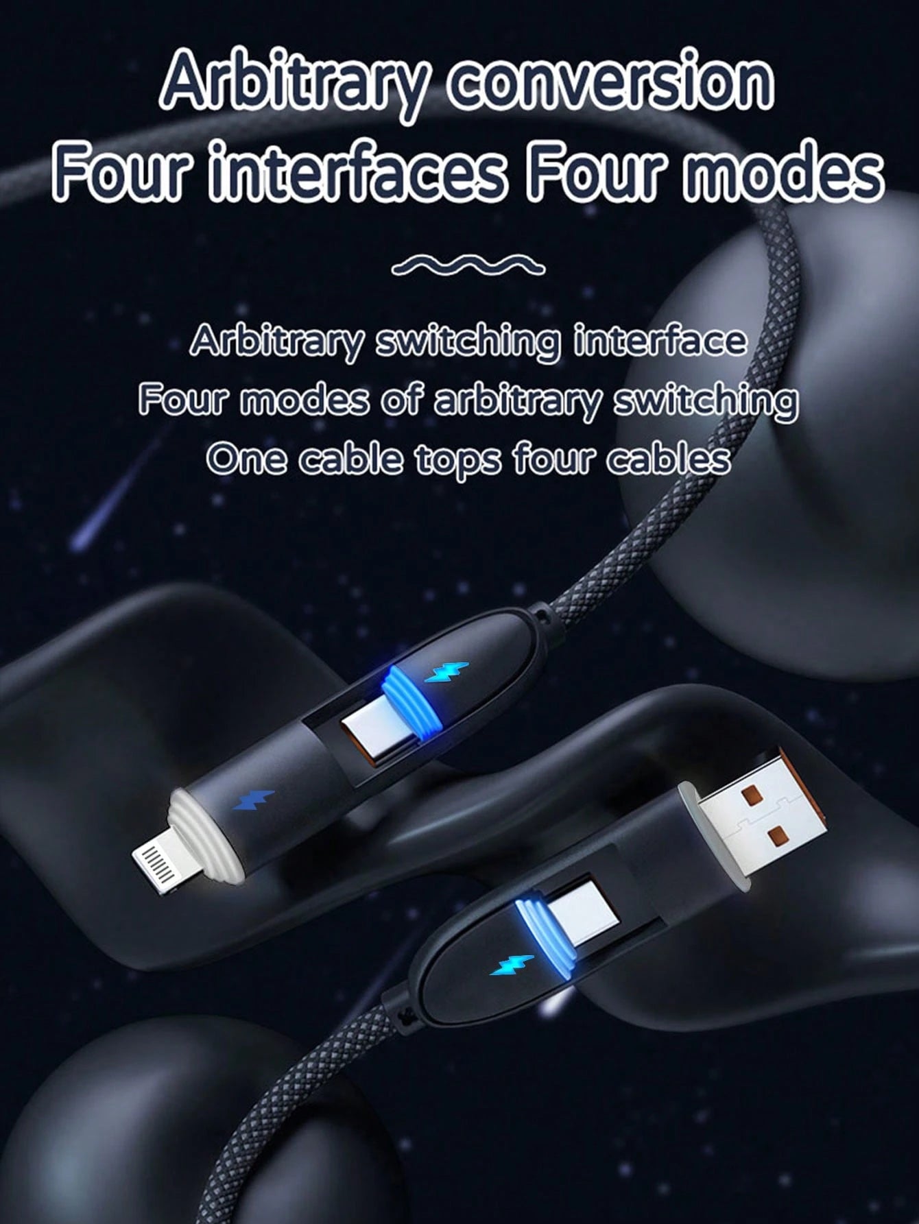 Durcord 1m/3.28ft/39.37in 4-In-1 60W/100W(Max)/27W Nylon Braided Lightning Data Cable & 3-In-2 60W+27W Fast Charging Cable, Compatible With IPhone 17/16/15/14/13/12/Pro Max Series, Galaxy S25, And Oth