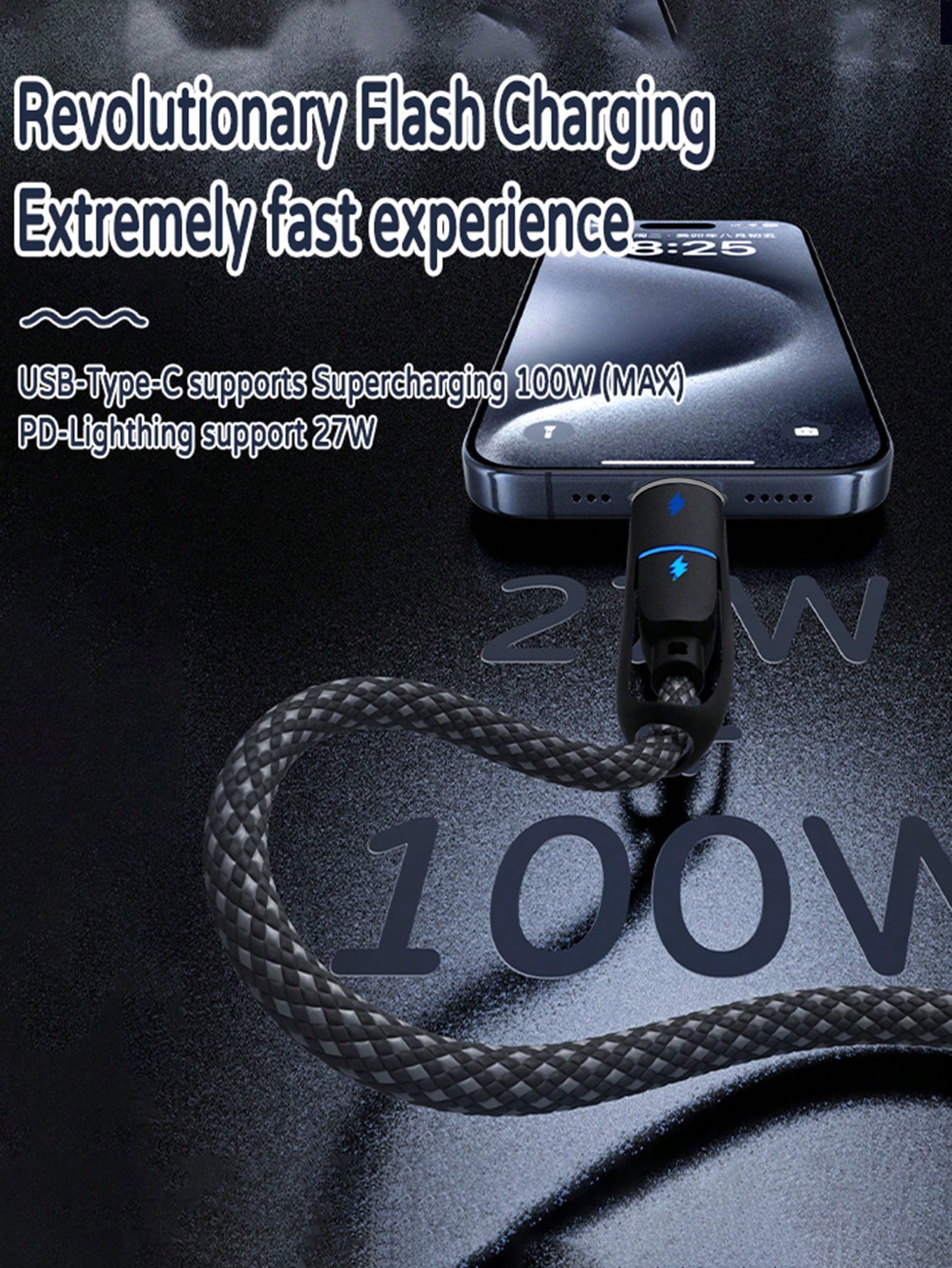 Durcord 1m/3.28ft/39.37in 4-In-1 60W/100W(Max)/27W Nylon Braided Lightning Data Cable & 3-In-2 60W+27W Fast Charging Cable, Compatible With IPhone 17/16/15/14/13/12/Pro Max Series, Galaxy S25, And Oth