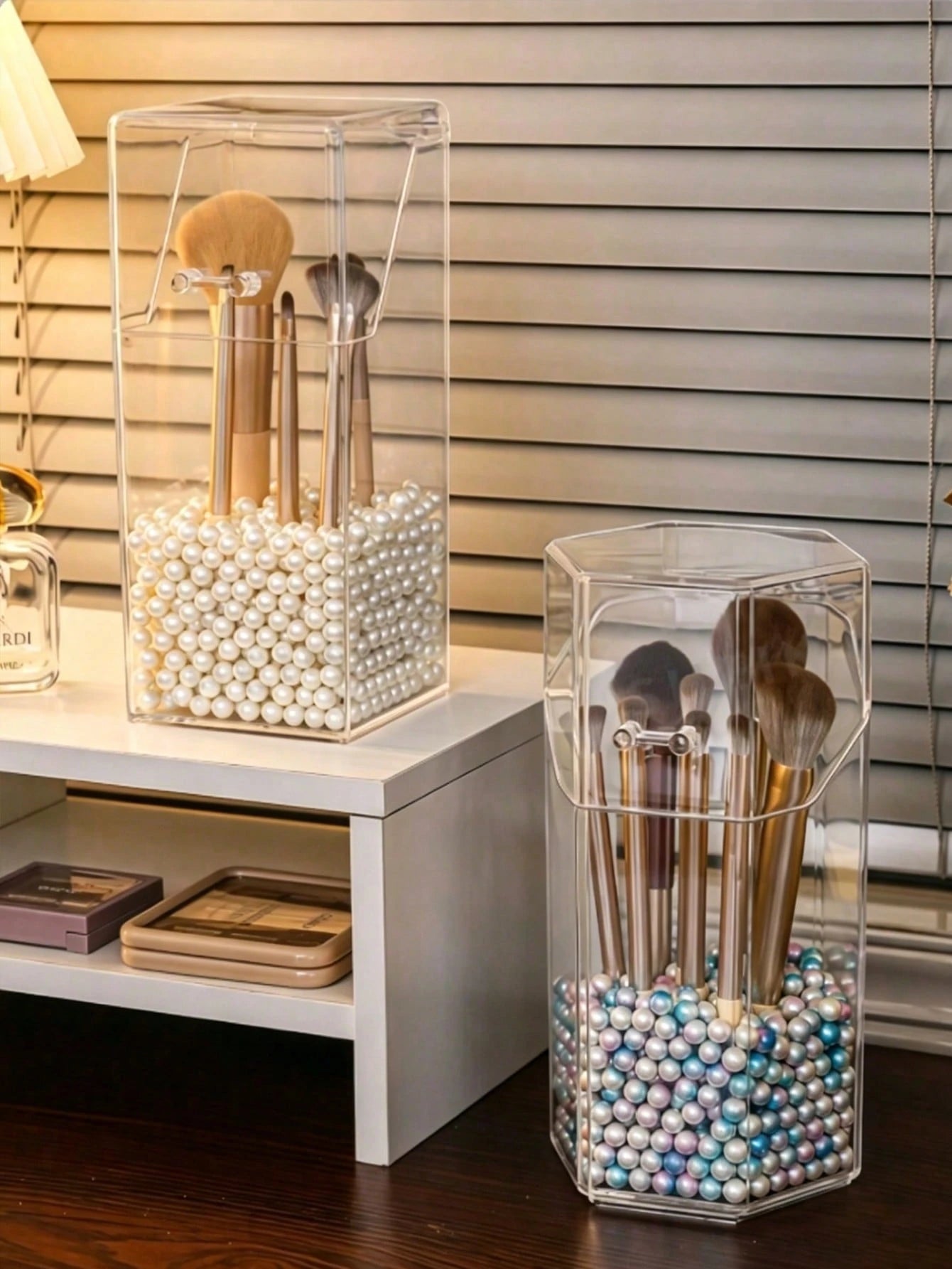 Dust-Proof Makeup Brush Holder With Lid, Transparent Acrylic Makeup Brush Storage Box, Multifunctional Storage Pen Holder, Vanity Storage Box, Women's Gift, Holiday Gift