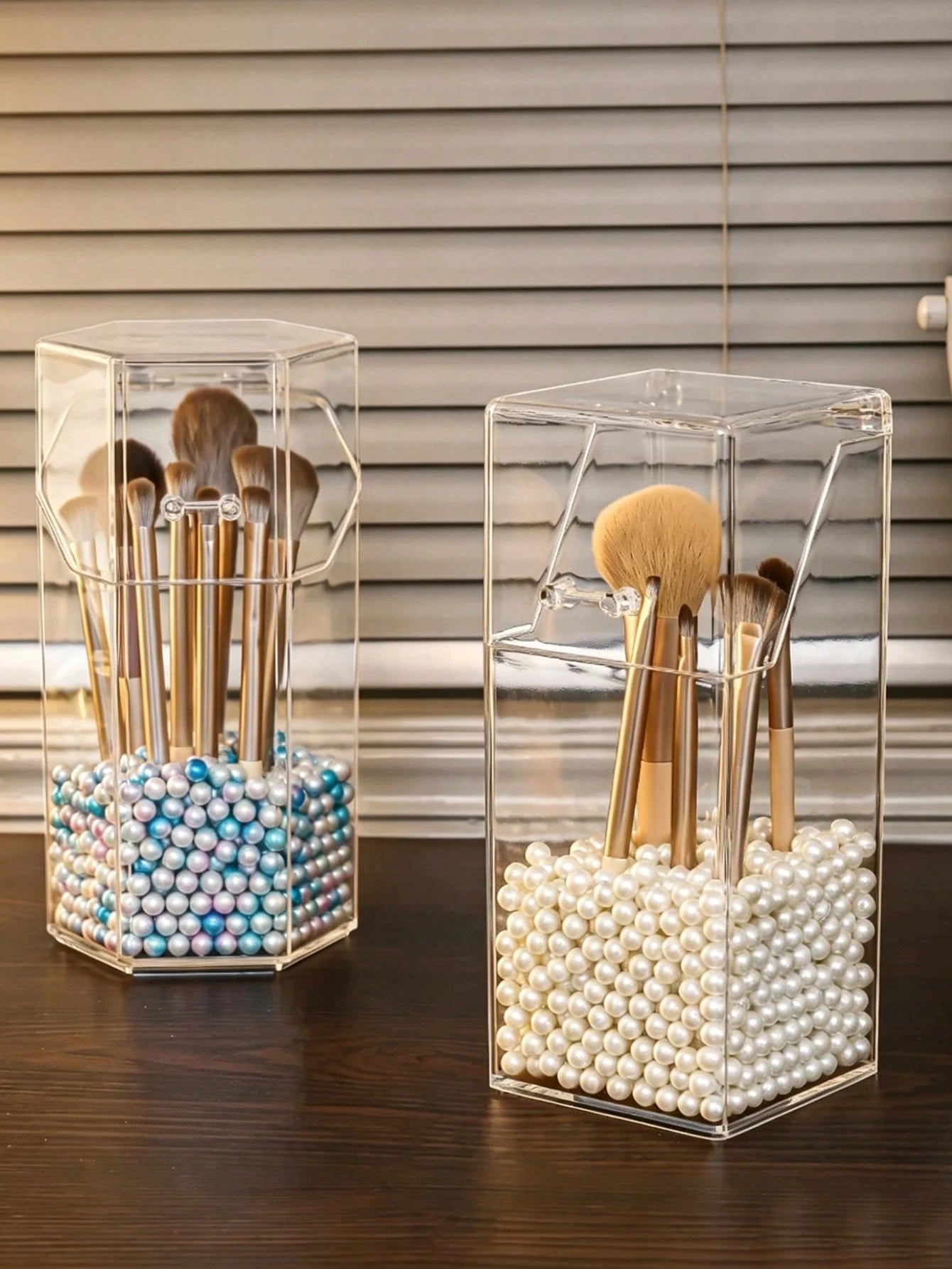 Dust-Proof Makeup Brush Holder With Lid, Transparent Acrylic Makeup Brush Storage Box, Multifunctional Storage Pen Holder, Vanity Storage Box, Women's Gift, Holiday Gift