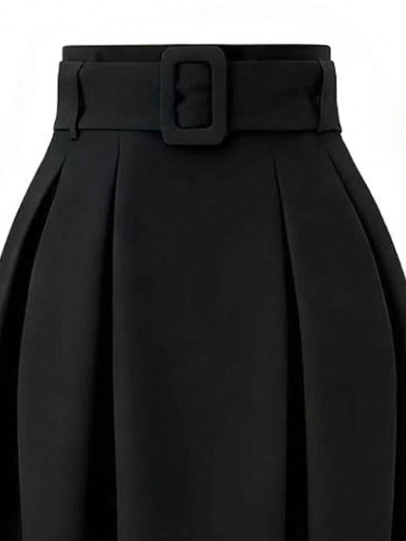 EARO Women's High Waist Slimming Gray Versatile Casual Commuter Skirt, Loose Design With Adjustable Waistband, A-Line Skirt Black Spring