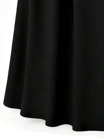 EARO Women's High Waist Slimming Gray Versatile Casual Commuter Skirt, Loose Design With Adjustable Waistband, A-Line Skirt Black Spring