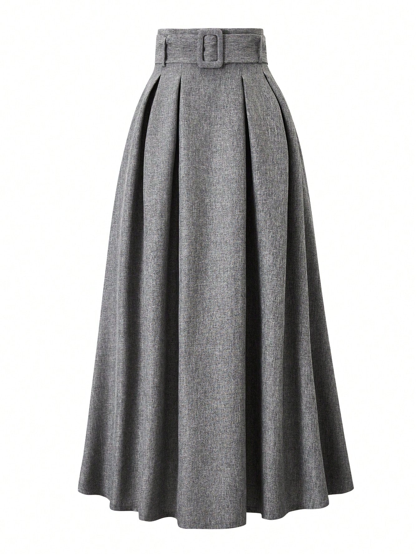 EARO Women's High Waist Slimming Gray Versatile Casual Commuter Skirt, Loose Design With Adjustable Waistband, A-Line Skirt Black Spring