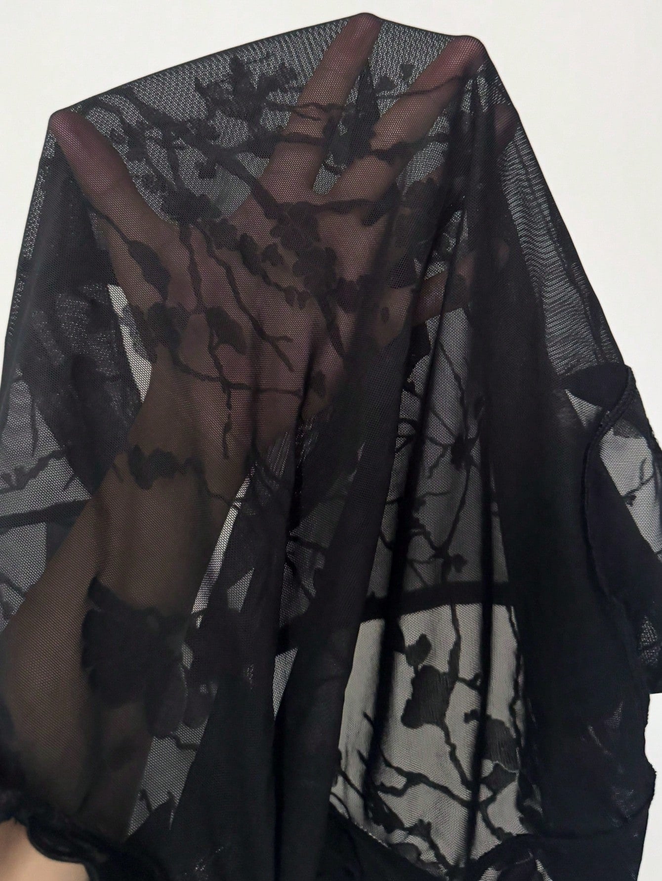 EgrlEra Flocked Burnout Hollow-Out Sheer Sexy Blouse
