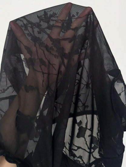 EgrlEra Flocked Burnout Hollow-Out Sheer Sexy Blouse