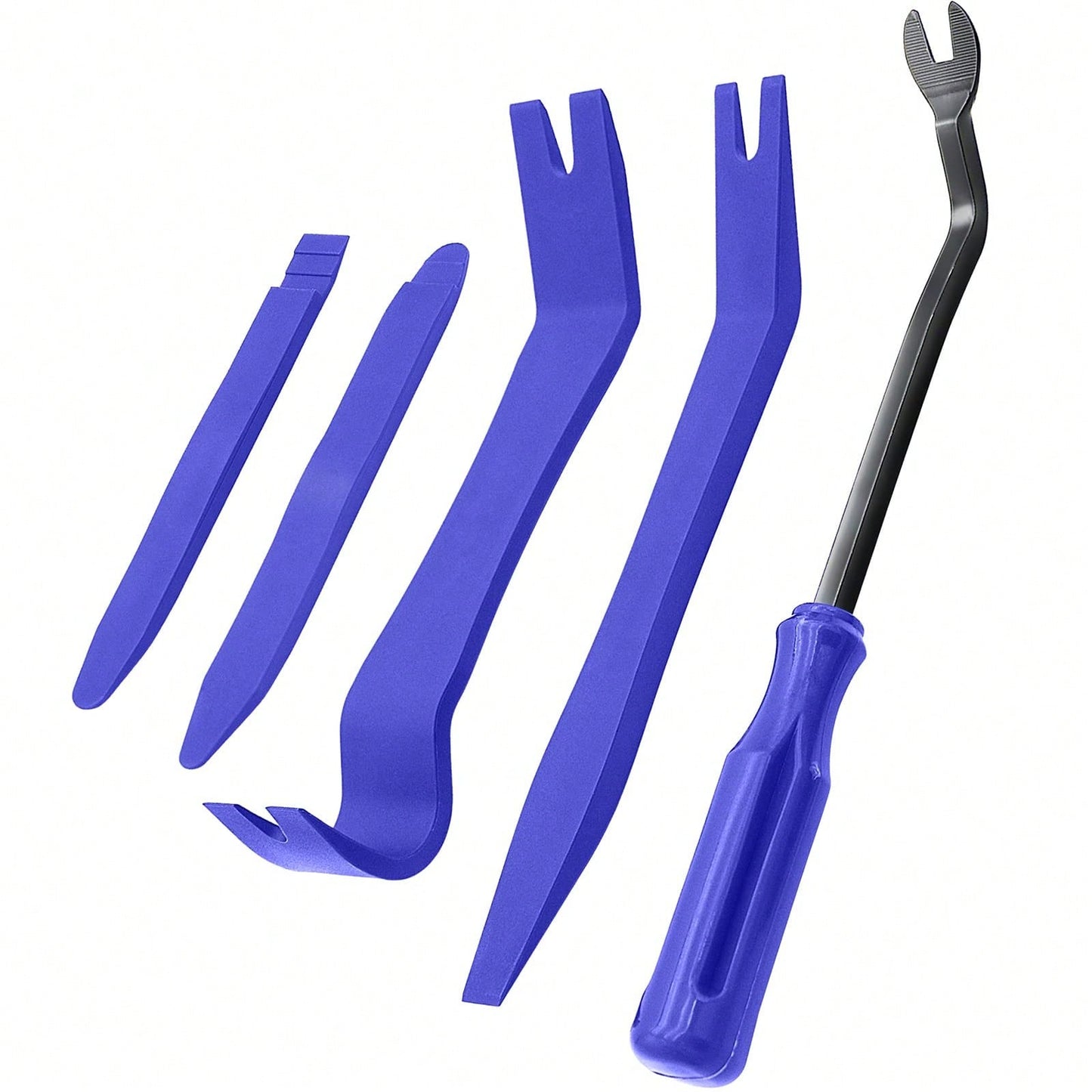EldHus 5 Pcs Car Trim Removal Tool Kit Upholstery Tools, Auto Clip Removal Pry Tool For Door Dash Dashboard Panel Fastener Remover, Push Pin Puller Body Repair Tools, Red-Blue
