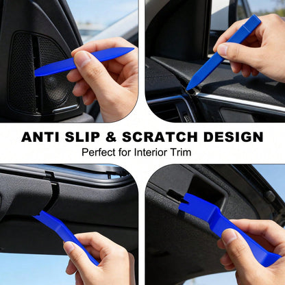 EldHus 5 Pcs Car Trim Removal Tool Kit Upholstery Tools, Auto Clip Removal Pry Tool For Door Dash Dashboard Panel Fastener Remover, Push Pin Puller Body Repair Tools, Red-Blue