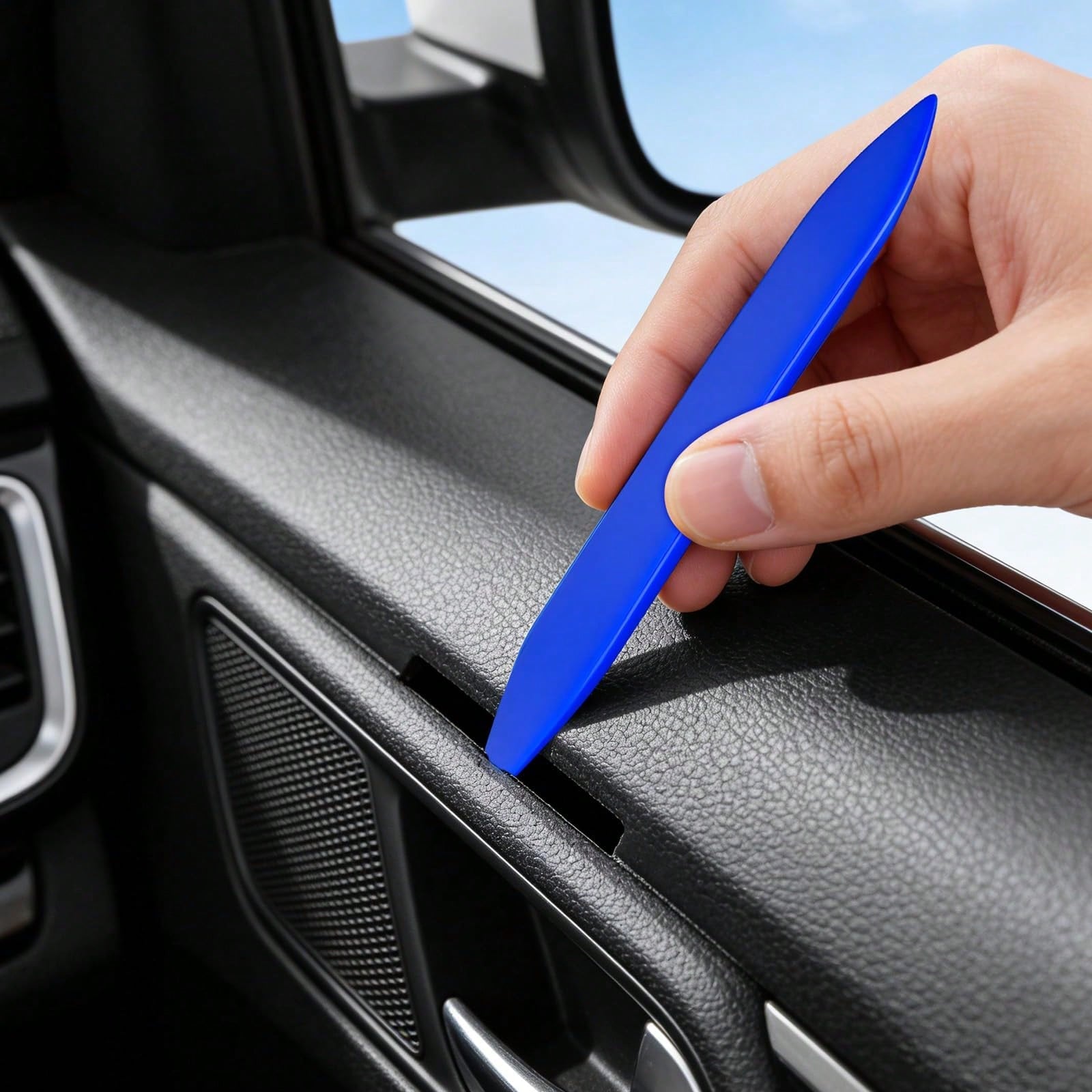 EldHus 5 Pcs Car Trim Removal Tool Kit Upholstery Tools, Auto Clip Removal Pry Tool For Door Dash Dashboard Panel Fastener Remover, Push Pin Puller Body Repair Tools, Red-Blue