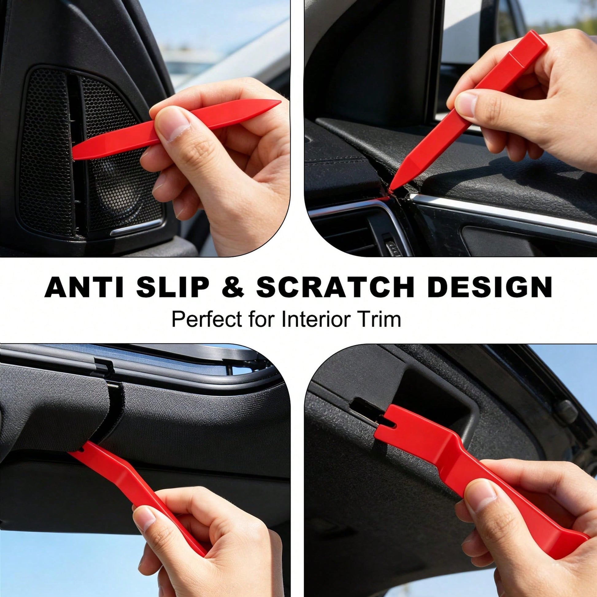 EldHus 5 Pcs Car Trim Removal Tool Kit Upholstery Tools, Auto Clip Removal Pry Tool For Door Dash Dashboard Panel Fastener Remover, Push Pin Puller Body Repair Tools, Red-Blue