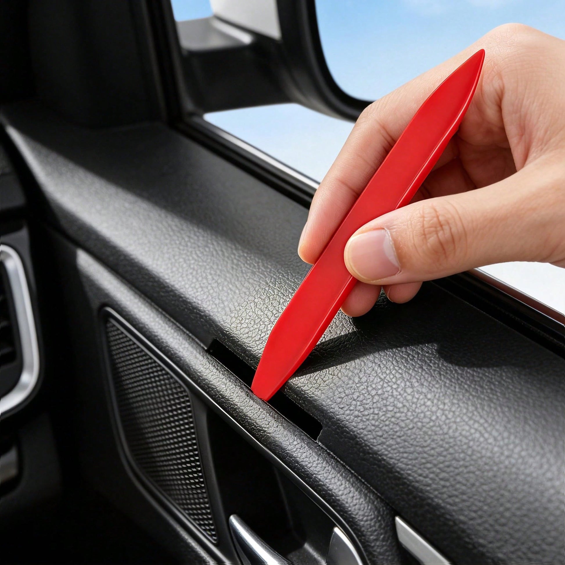 EldHus 5 Pcs Car Trim Removal Tool Kit Upholstery Tools, Auto Clip Removal Pry Tool For Door Dash Dashboard Panel Fastener Remover, Push Pin Puller Body Repair Tools, Red-Blue