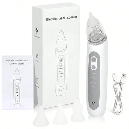 Electric Nasal Aspirator For Babies, Rechargeable Nasal Suction Device With Adjustable Suction Power & Music, Includes 3 Silicone Soft Tips