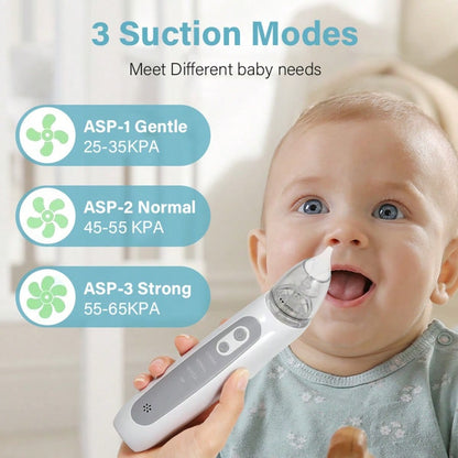 Electric Nasal Aspirator For Babies, Rechargeable Nasal Suction Device With Adjustable Suction Power & Music, Includes 3 Silicone Soft Tips