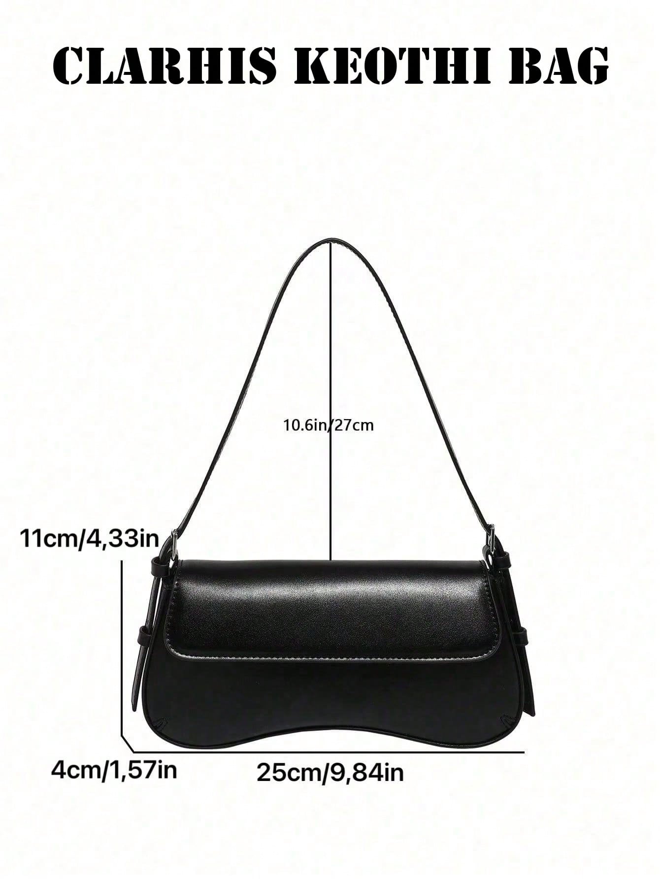 Elegant Black Shoulder Purse Sleek Structured Bag Smooth Leather Texture, Simple Flap Closure And Modern Shape For Travel And Everyday Outfits