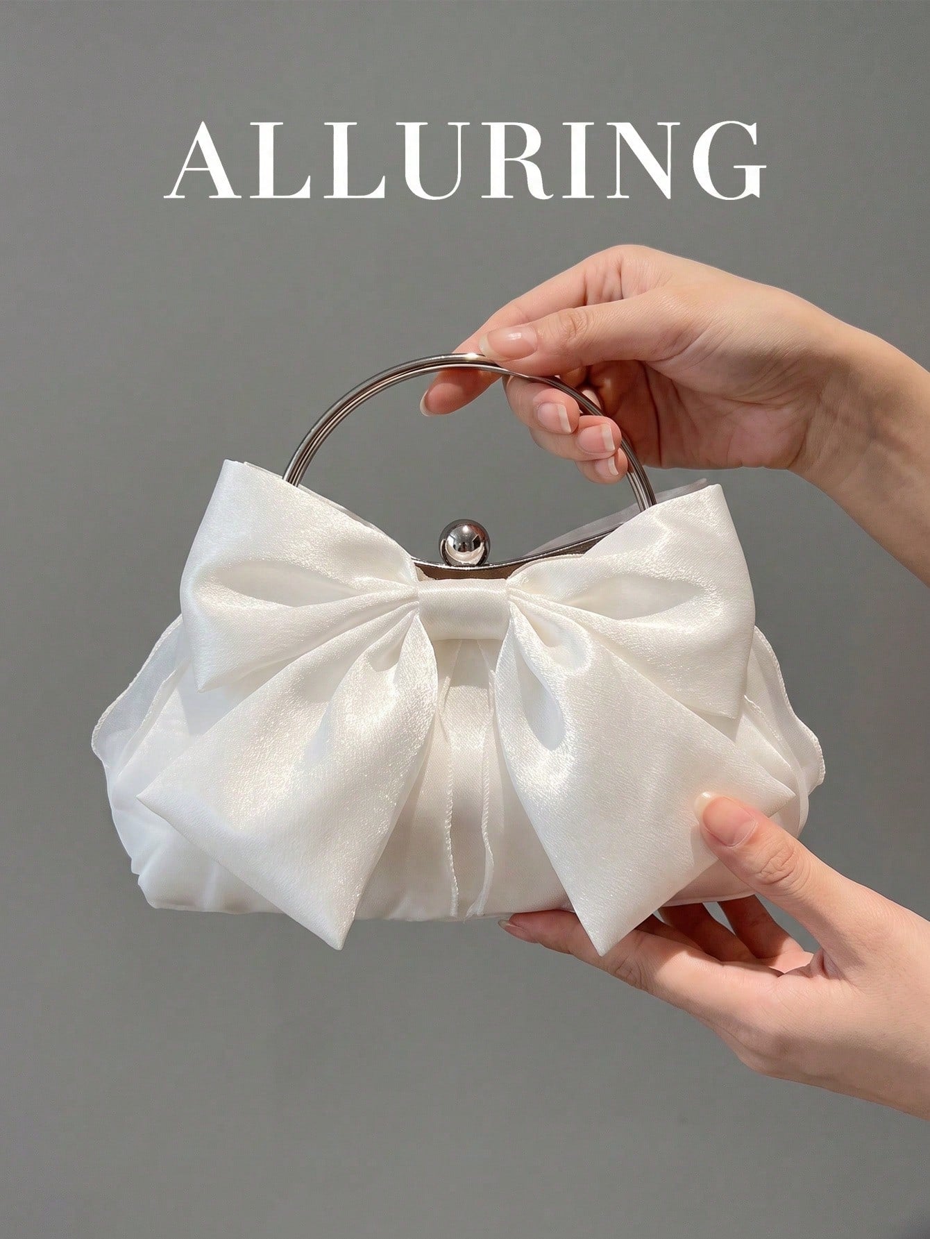 Elegant Bow Evening Bag,Women's Formal Party Handbag,Sweet Girl's Crossbody Bag,Solid Color Clutch,Banquet Bag,Women's Clutch Bag,For Parties,Weddings