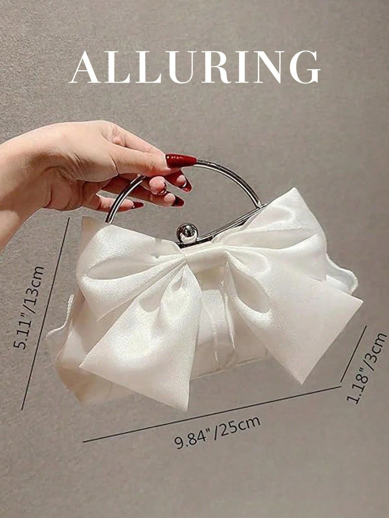 Elegant Bow Evening Bag,Women's Formal Party Handbag,Sweet Girl's Crossbody Bag,Solid Color Clutch,Banquet Bag,Women's Clutch Bag,For Parties,Weddings