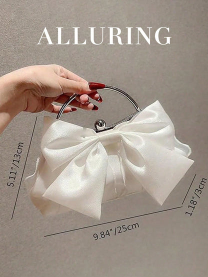 Elegant Bow Evening Bag,Women's Formal Party Handbag,Sweet Girl's Crossbody Bag,Solid Color Clutch,Banquet Bag,Women's Clutch Bag,For Parties,Weddings