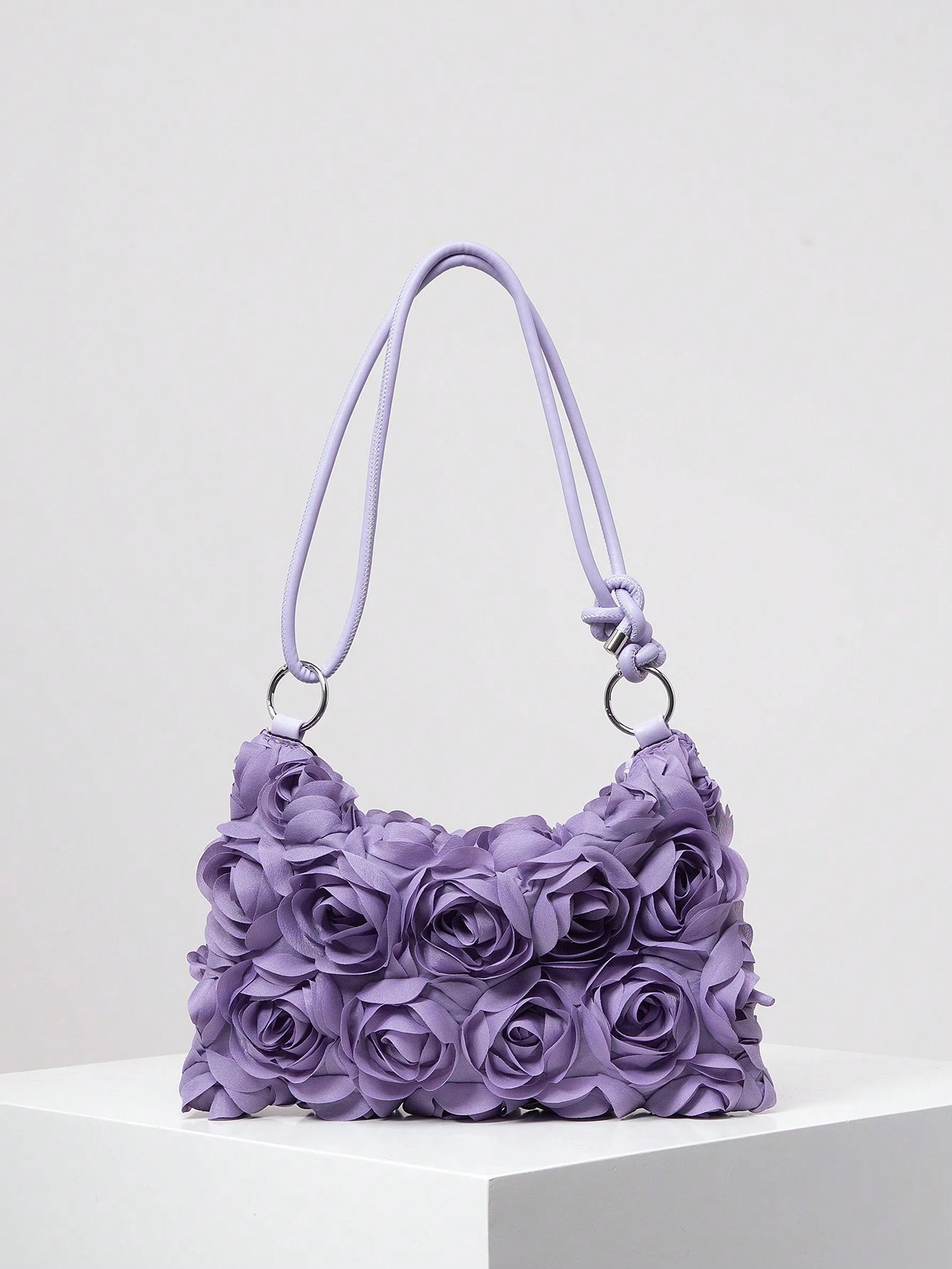 Elegant Rose Floral Pattern Shoulder Bag, For Wedding Party, Dinner, With Metal Circle Buckle Clutch Wallet, Soft And Sweet Women's Wallet, Valentine's Day Gift For Her, Bride's Bag (Random Pattern)