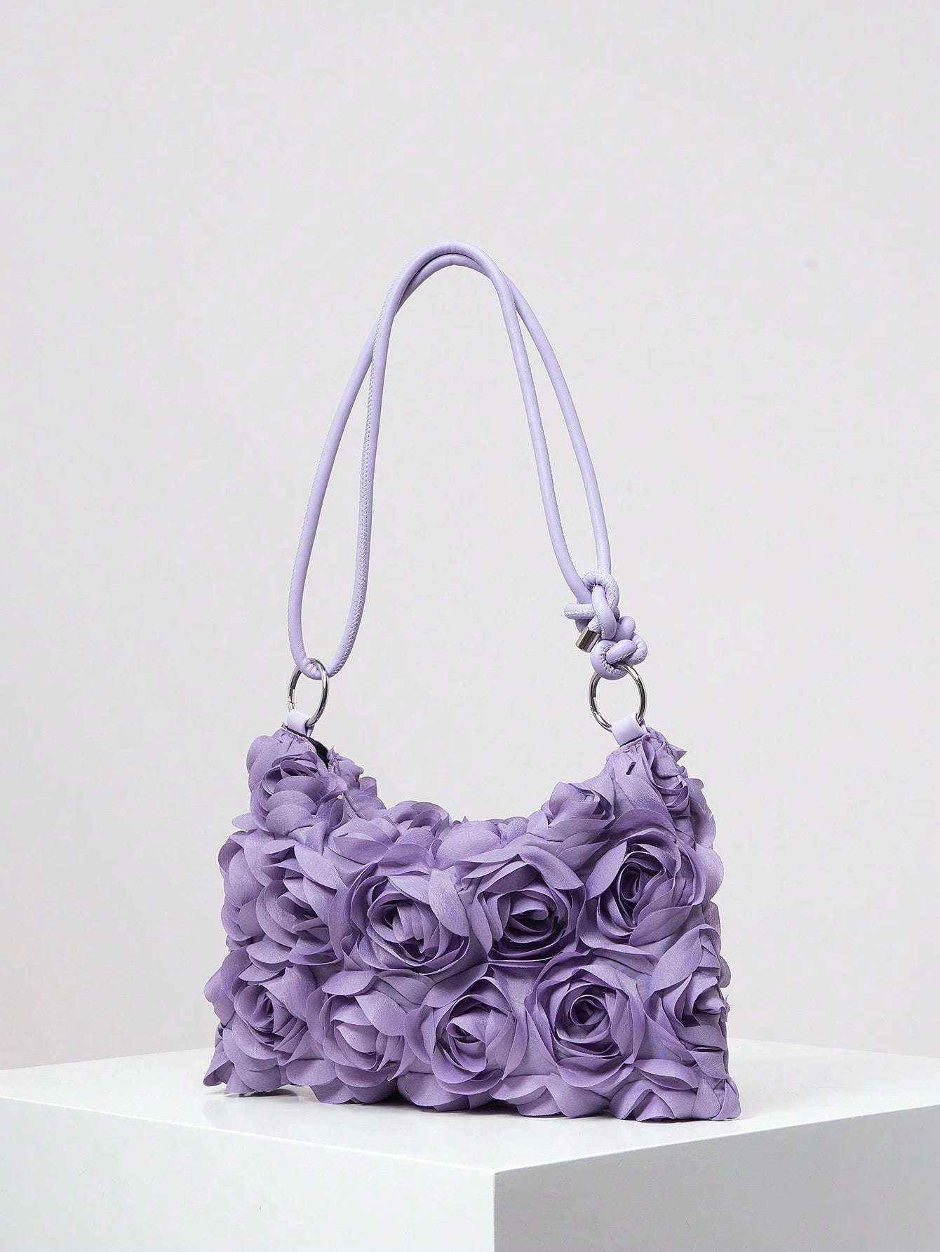 Elegant Rose Floral Pattern Shoulder Bag, For Wedding Party, Dinner, With Metal Circle Buckle Clutch Wallet, Soft And Sweet Women's Wallet, Valentine's Day Gift For Her, Bride's Bag (Random Pattern)