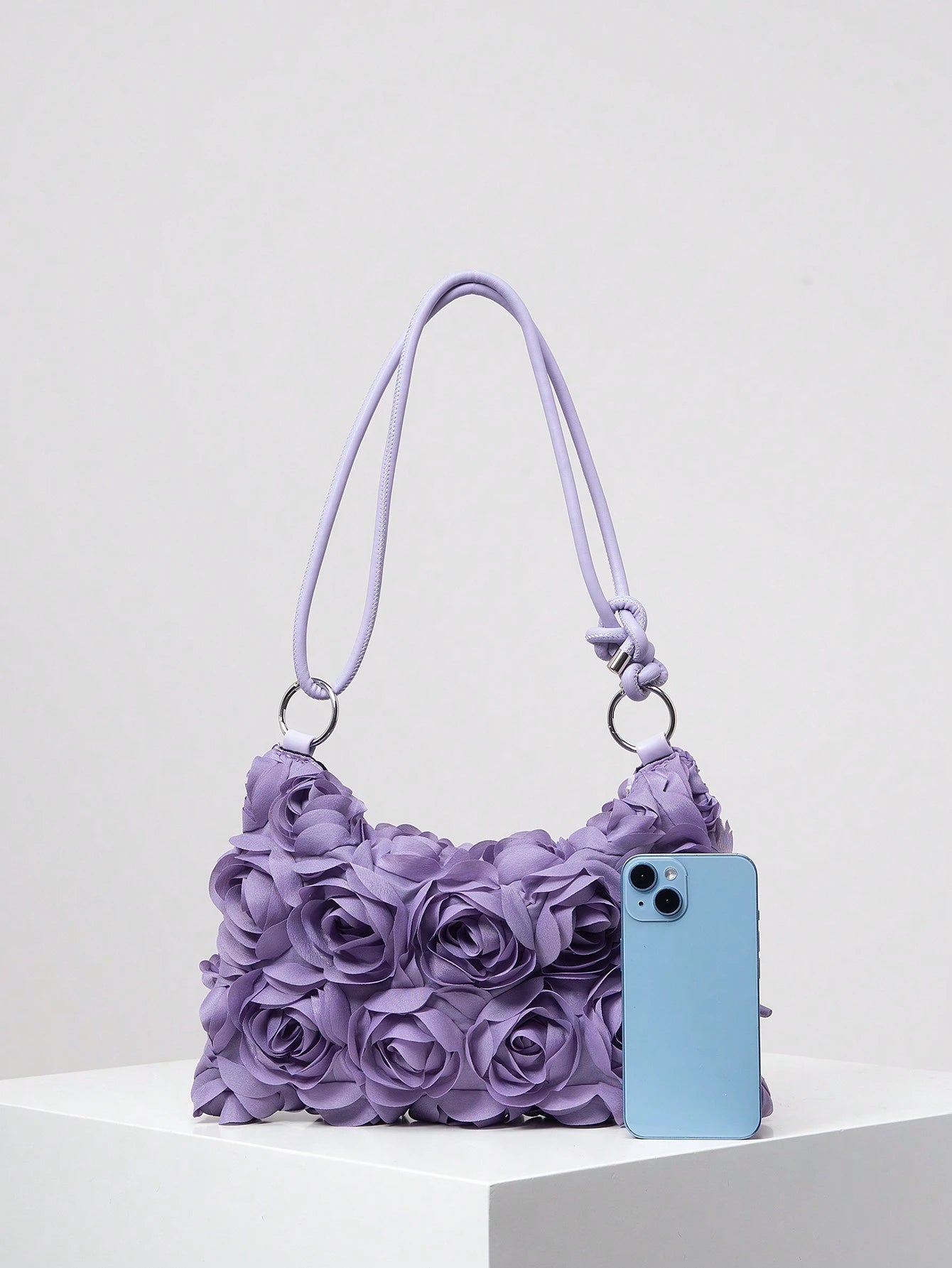 Elegant Rose Floral Pattern Shoulder Bag, For Wedding Party, Dinner, With Metal Circle Buckle Clutch Wallet, Soft And Sweet Women's Wallet, Valentine's Day Gift For Her, Bride's Bag (Random Pattern)