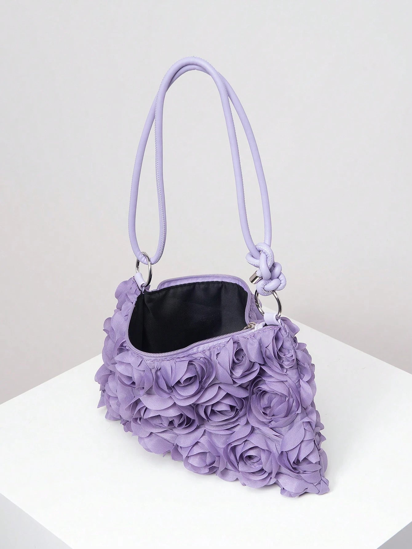 Elegant Rose Floral Pattern Shoulder Bag, For Wedding Party, Dinner, With Metal Circle Buckle Clutch Wallet, Soft And Sweet Women's Wallet, Valentine's Day Gift For Her, Bride's Bag (Random Pattern)